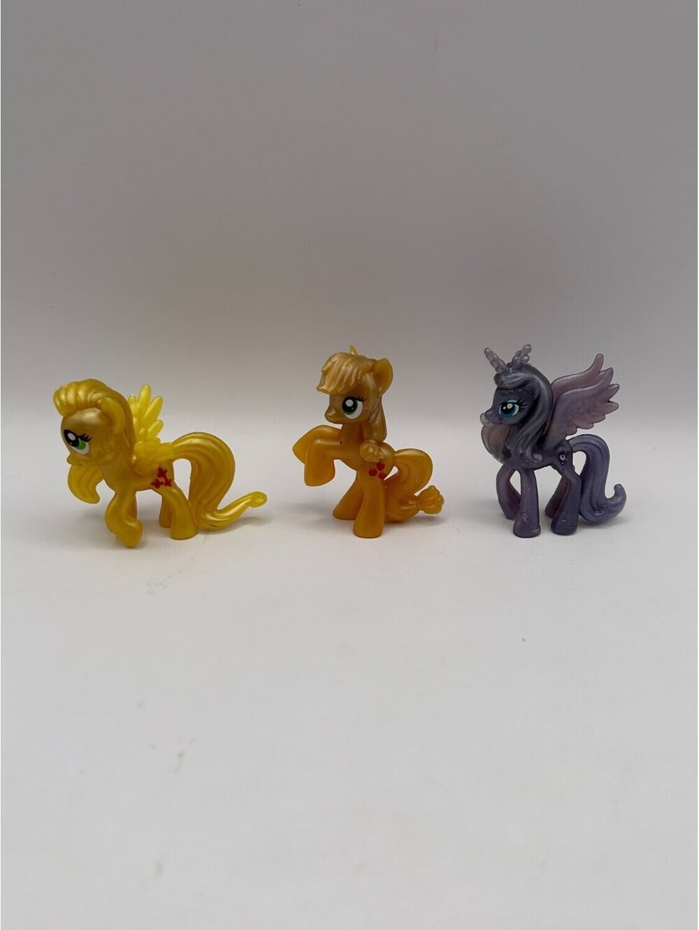 My Little Pony FiM Blind Bag Mini Figure Lot of 3 Pearly Metallic Luna Applejack
